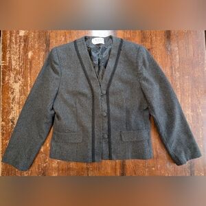 Russ Petites Vintage Womens Blazer Wool Blend Braid Trim Dressy Business 10 Used